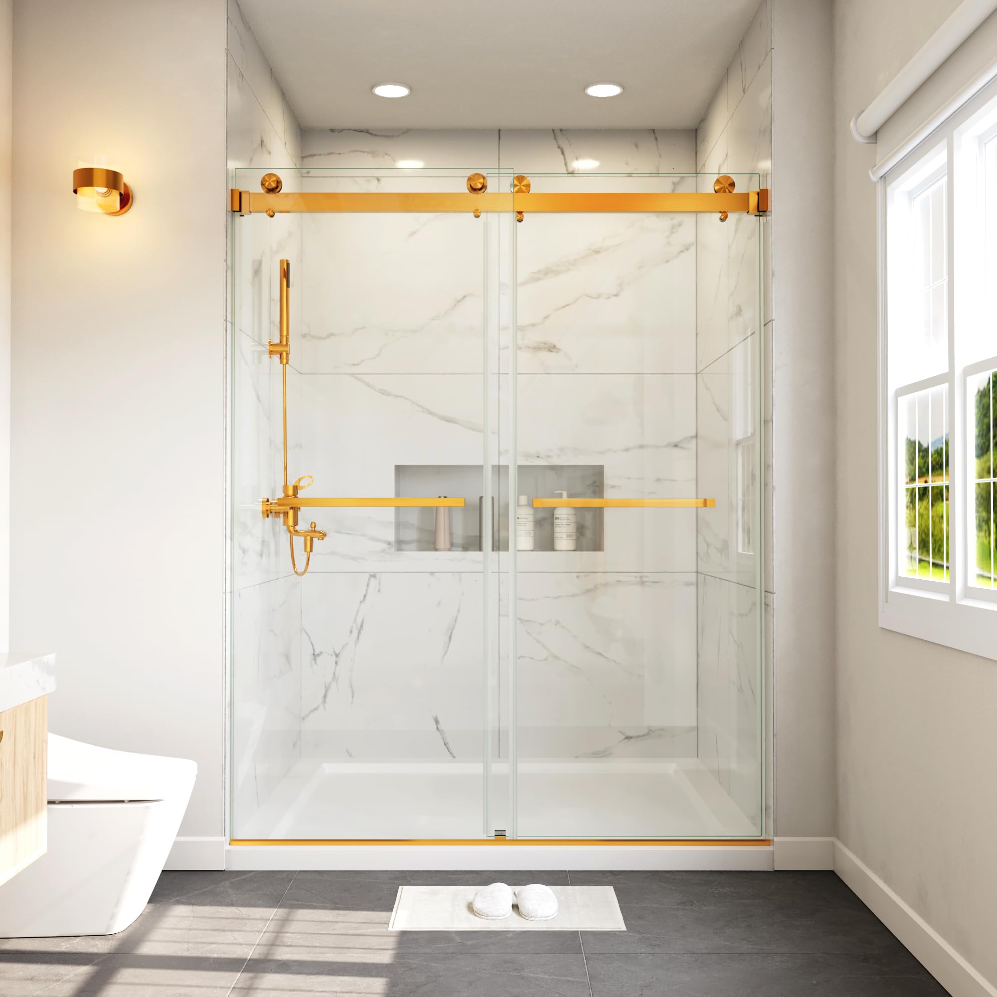 FEKEWIO Shower Doors Double Sliding 66-72