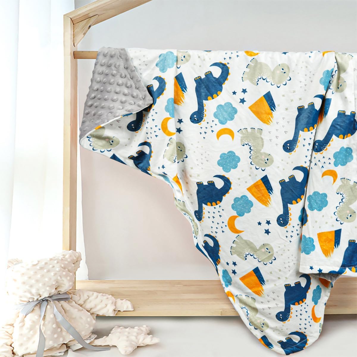 Baby Blanket for Girls Boys Animal Minky Super Soft Double Layer Receiving Blanket with Dotted Backing for Newborns Nursery Stroller Receiving Toddlers Crib Bedding 30x40Inch (Cartoon Dinosaur) - Image 7