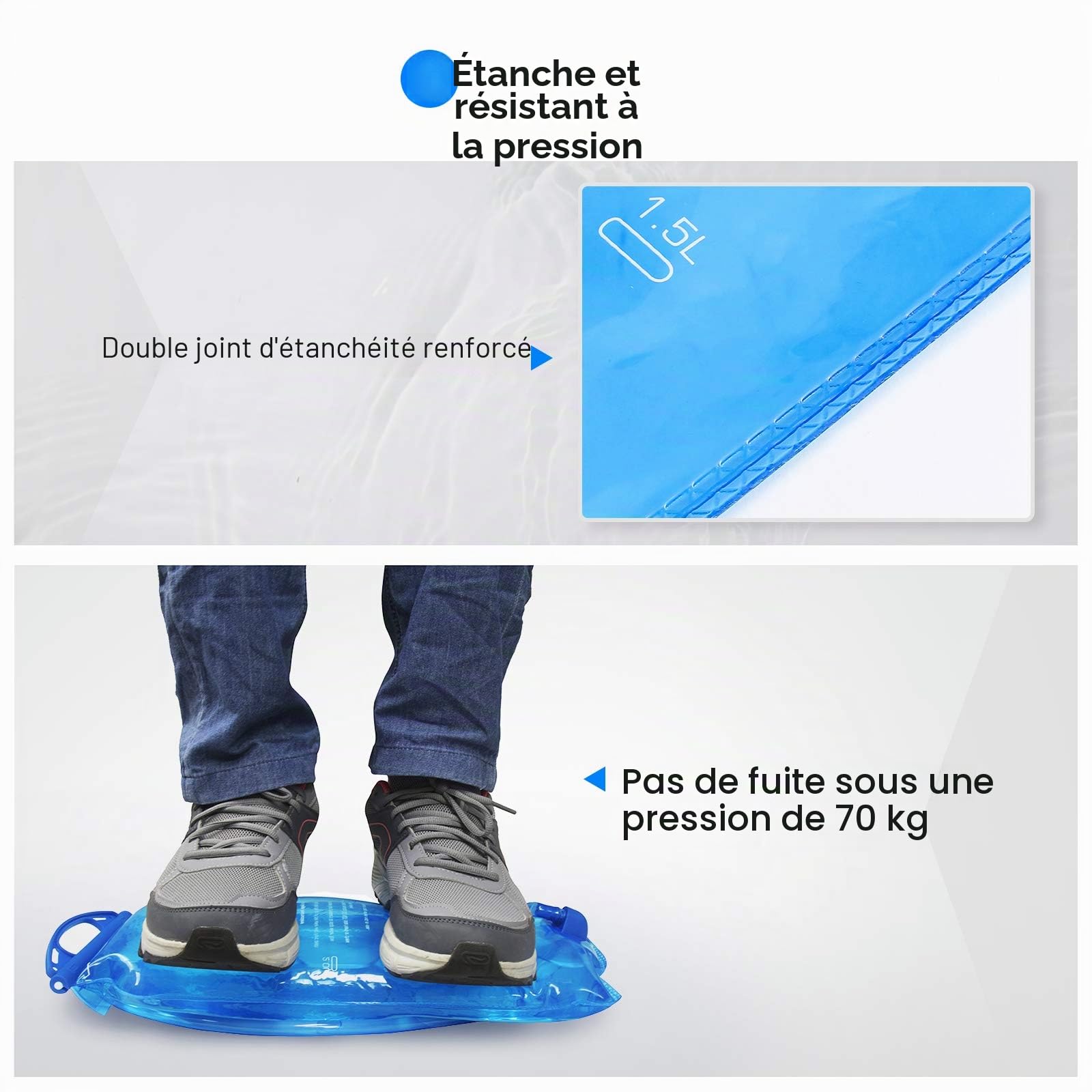JOYHILL Poche d'hydratation, 3 L, 2 L, 1,5 L, sans BPA, réservoir d'eau de 3 litres, grande ouverture, étanche, sac de rangement d'eau militaire pour cyclisme, randonnée, camping, cyclisme, course à