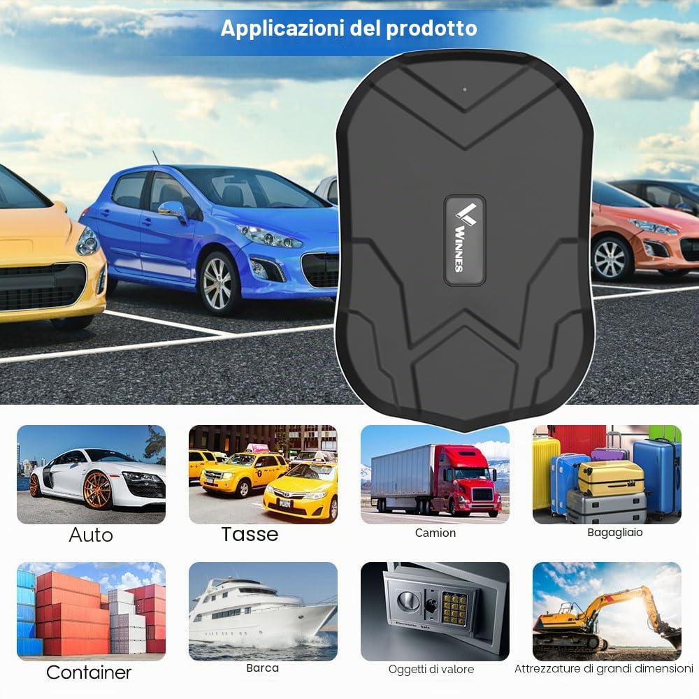 Winnes 4G Localizzatore GPS Tracker per auto Localizzatori GPS APP senza Abbonamento con Magnetico Antifurto Geo-fence Alarm per Auto/Moto/Camion,20000mAh 240 giorni di Standby,per iOS&Android