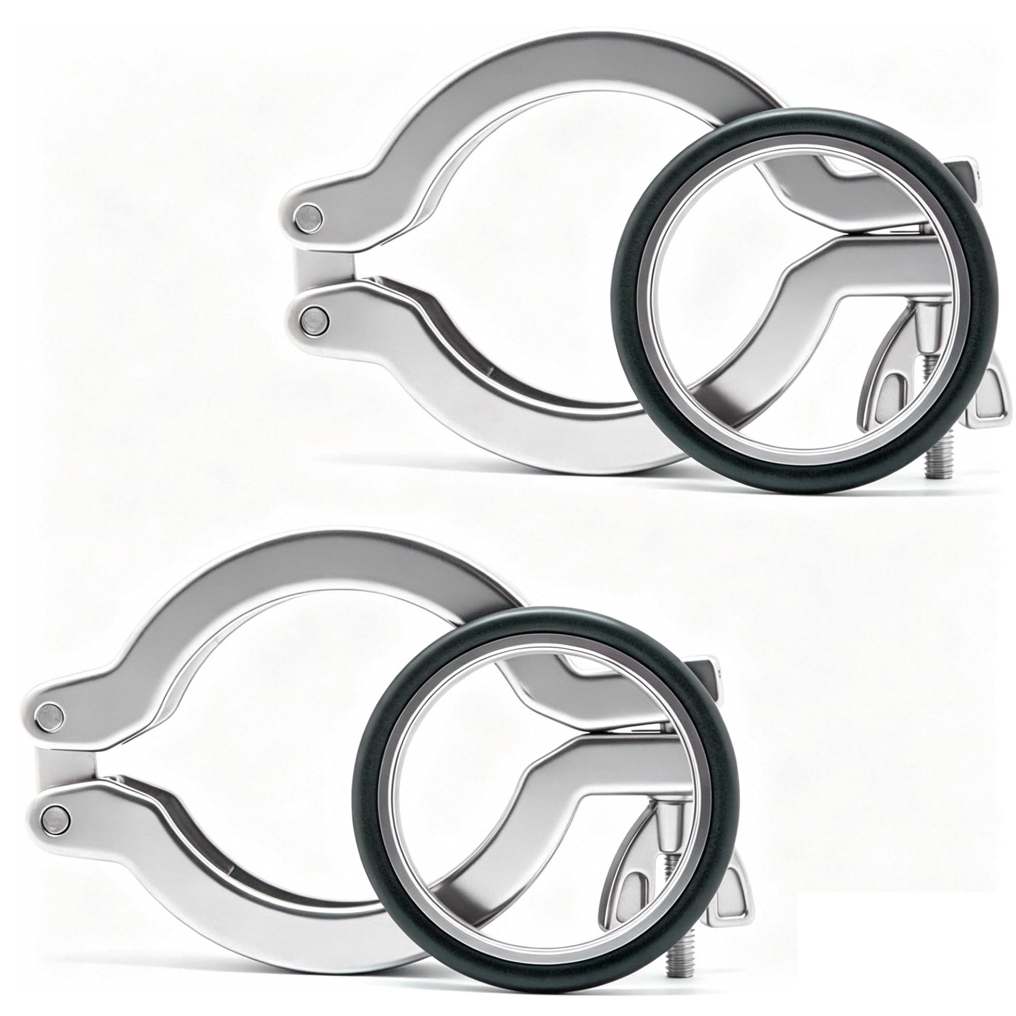 QiiMii KF50 SS304 Wing Nut Hinge Clamp with FKM O-Ring and SS304 Center Ring, 2 Pack
