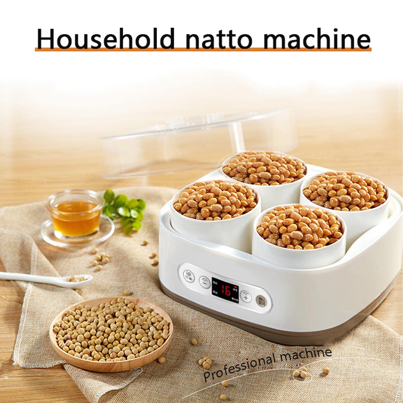 Macchina di natto Yogurt, 1,5 Litri Intelligente Natto Fermentation Stupida a Vapore, Contenitore per Cucina in Ceramica per Yogurt, tempeh