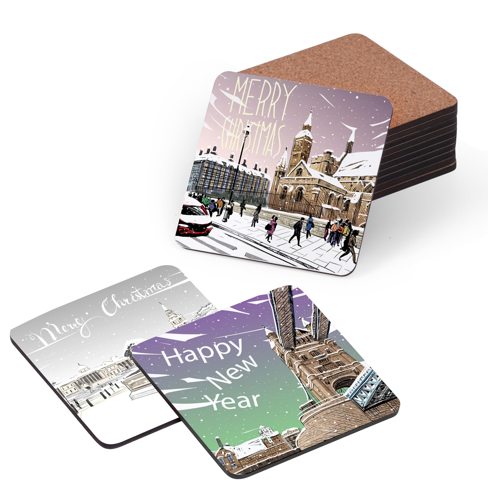 PYD Life 50 PCS Sublimation Coasters Blank MDF Square Cork Backed Bulk 9.5cm x 9.5cm Cup Coaster for Sublimation DIY Crafts