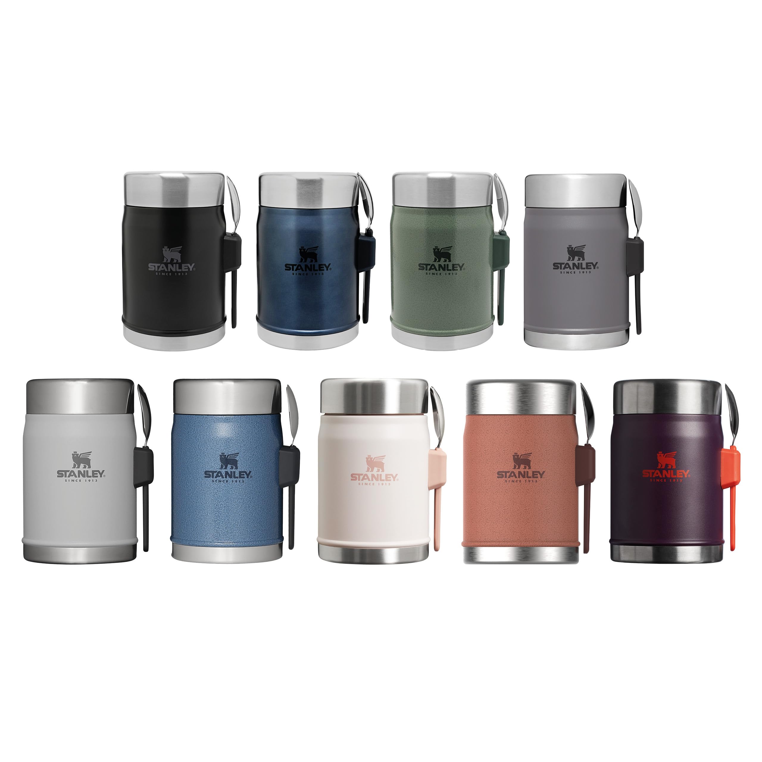 STANLEY 1913 Classic Legendary Food Jar mit Spork 400 ml - Hammertone Clay | Hält 7 Std. heiß oder kalt - Auslaufsicher - BPA-frei - Breite Öffnung