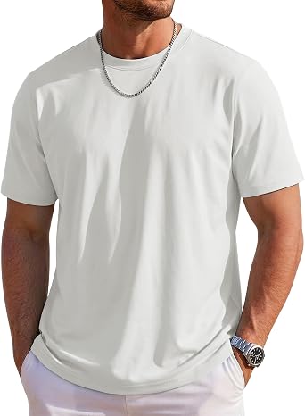 MAGCOMSEN Mens T-Shirts Short Sleeve UPF 80+ Sun Protection Lightweight Moisture Wicking Casual Crew Neck Basic Tees