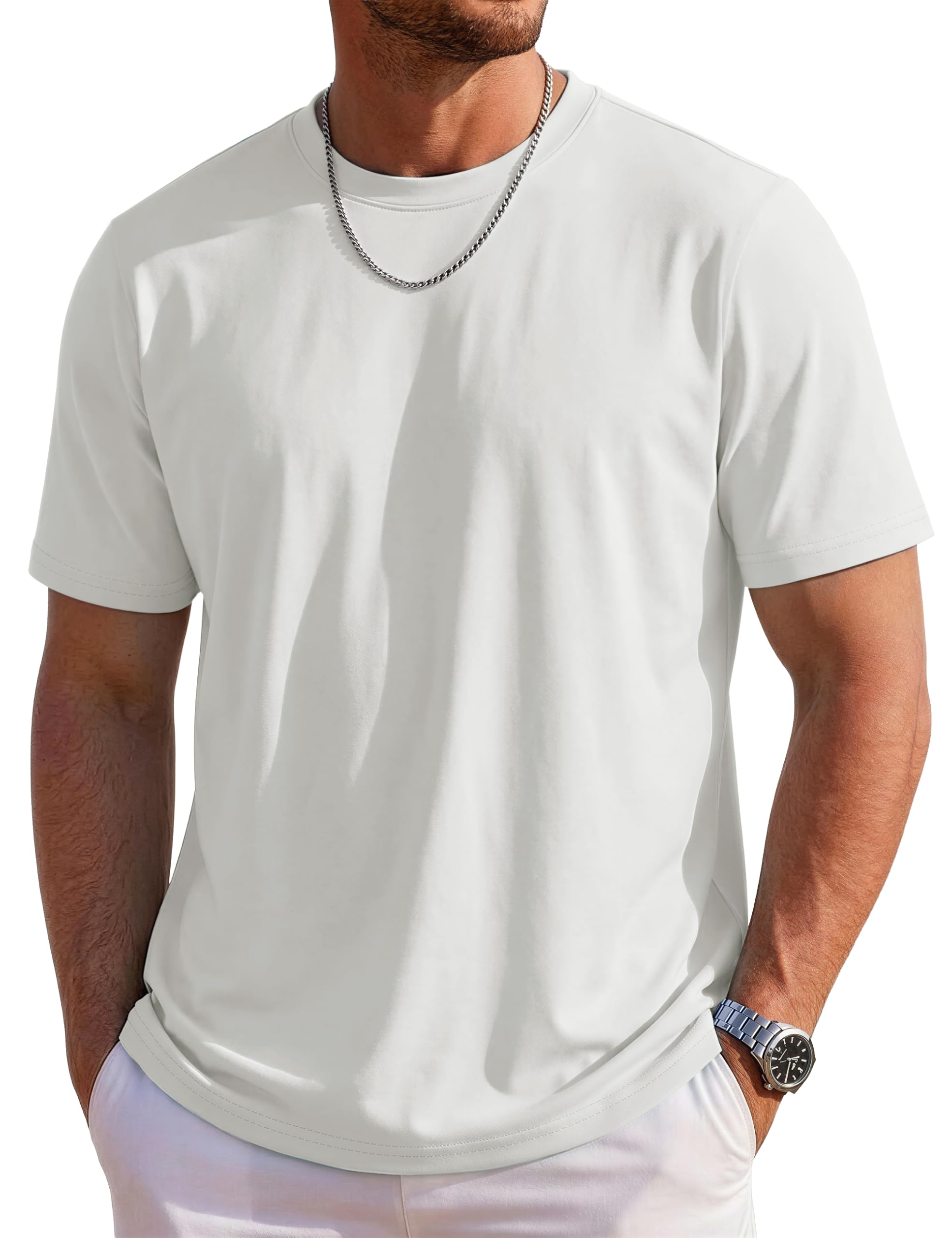 MAGCOMSEN Mens T-Shirts Short Sleeve UPF 80+ Sun Protection Lightweight Moisture Wicking Casual Crew Neck Basic Tees