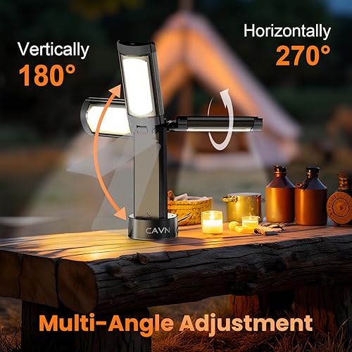Miniatura 5 de CAVN Luces de campamento recargables con soporte de 6.5 pies de altura máxima, luz de trabajo LED inalámbrica portátil de 2200 lúmenes, 650045003500