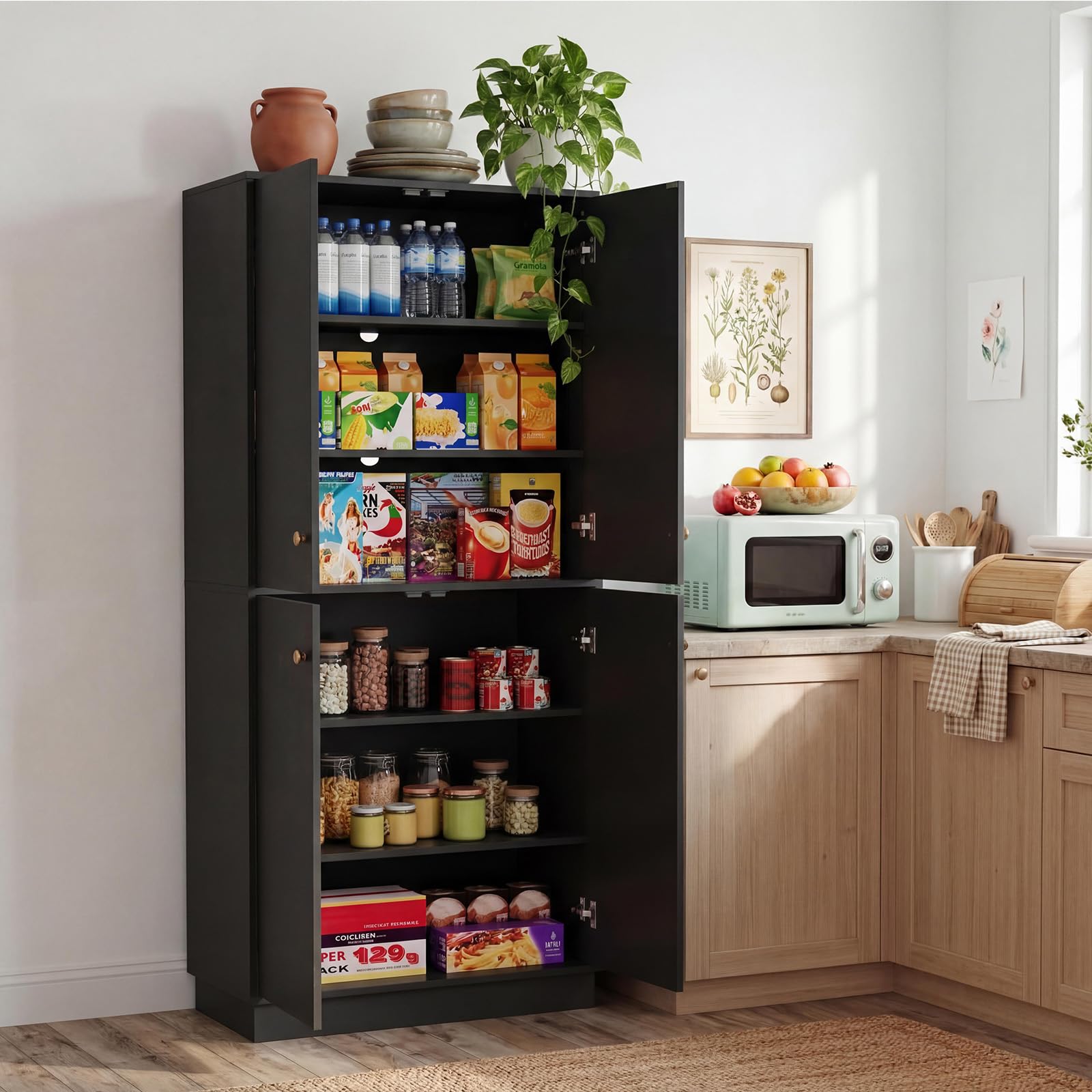 Photo 1 of ***SIMILAR ITEM***
Garvee Kitchen Pantry Cabinet, 68'' Pantry Storage Cabinet with 4 Doors and 4 Adjustable Shelves, Wooden Freestanding Cupboard for Kitchen, Dining Room and Living Room, Black