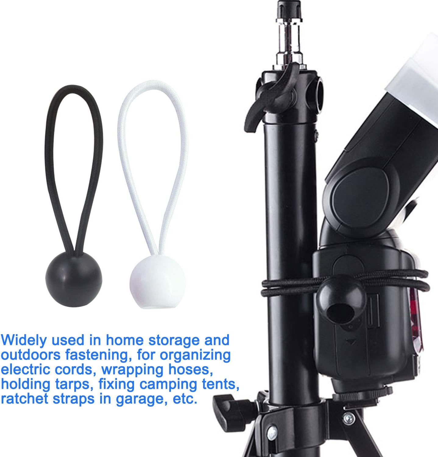 24Pcs Heavy Duty Ball Bungee Cords 4 inch and 6 inch, Canopy Tarp Tie Down Cord (Black and White)