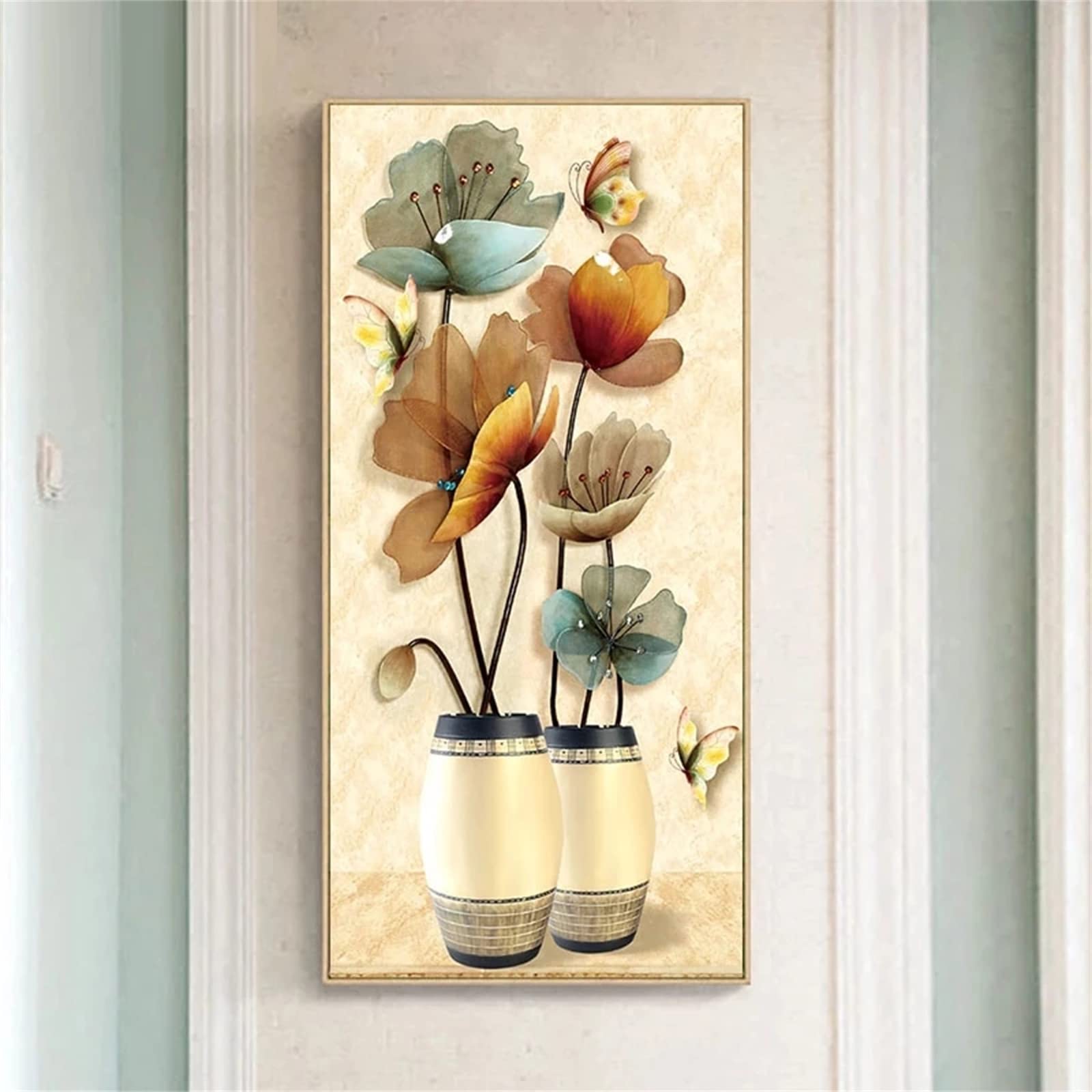 DIY zestawy do malowania diamentami 5D, pełne wiertło diamentowy obraz dla dorosłych i dzieci, kryształ górski haftowanie obrazy do dekoracji ścian domu - 60 x 120 cm (motyl kwiat)