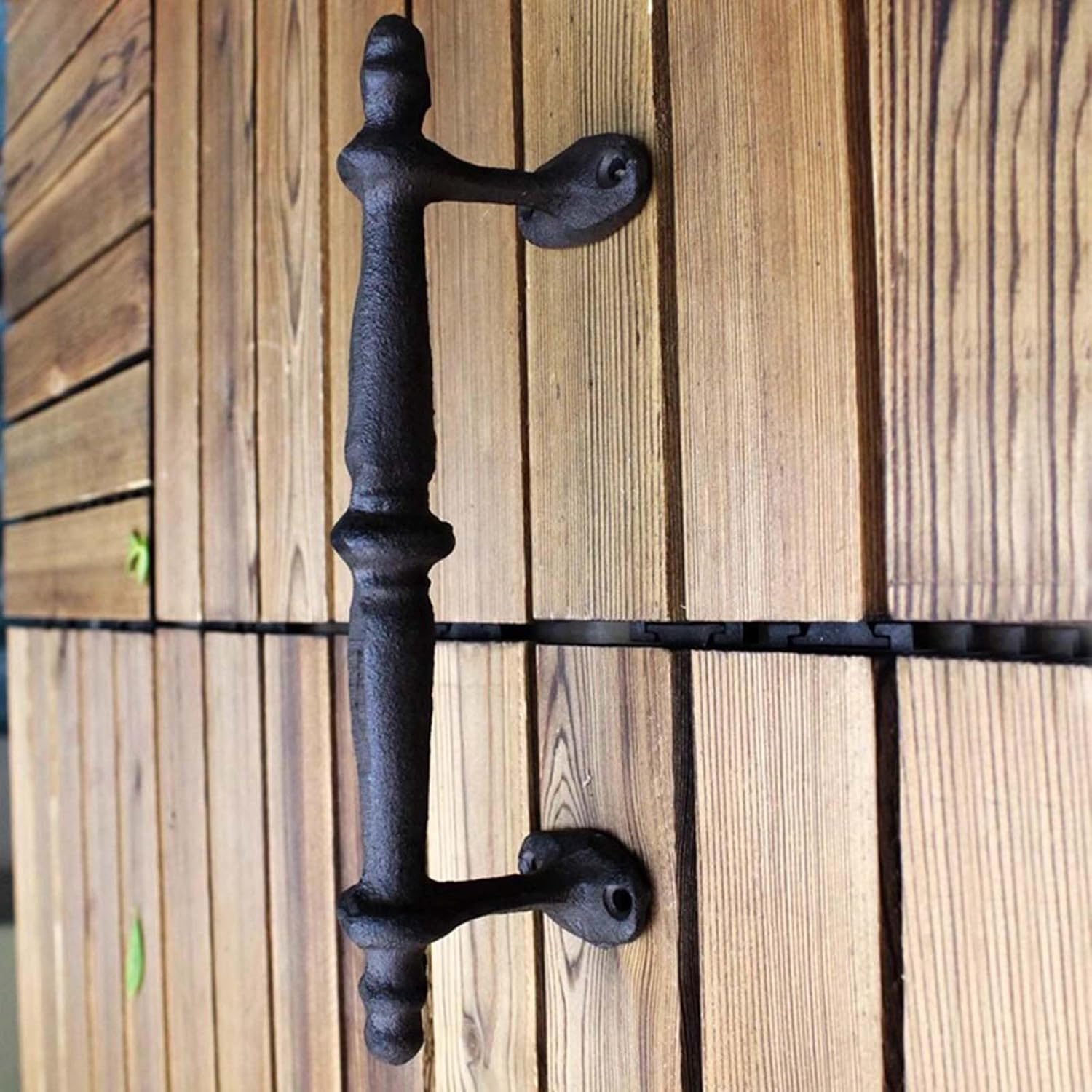 GTPBAO Rustic Barn Door Handles - Cast Iron Gate Handle for Coffee Shop Castle Garden, Includes Hardware