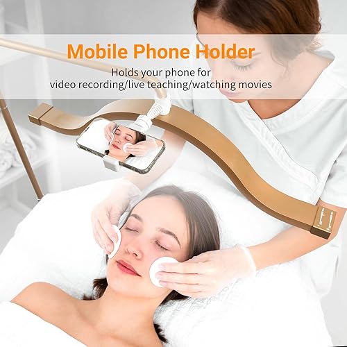 Miniatura 2 de Lámpara de media luna para extensión de pestañas, 29 pulgadas, 3200K a 5600K, luz de piso LED con soporte para teléfono, iluminación para belleza