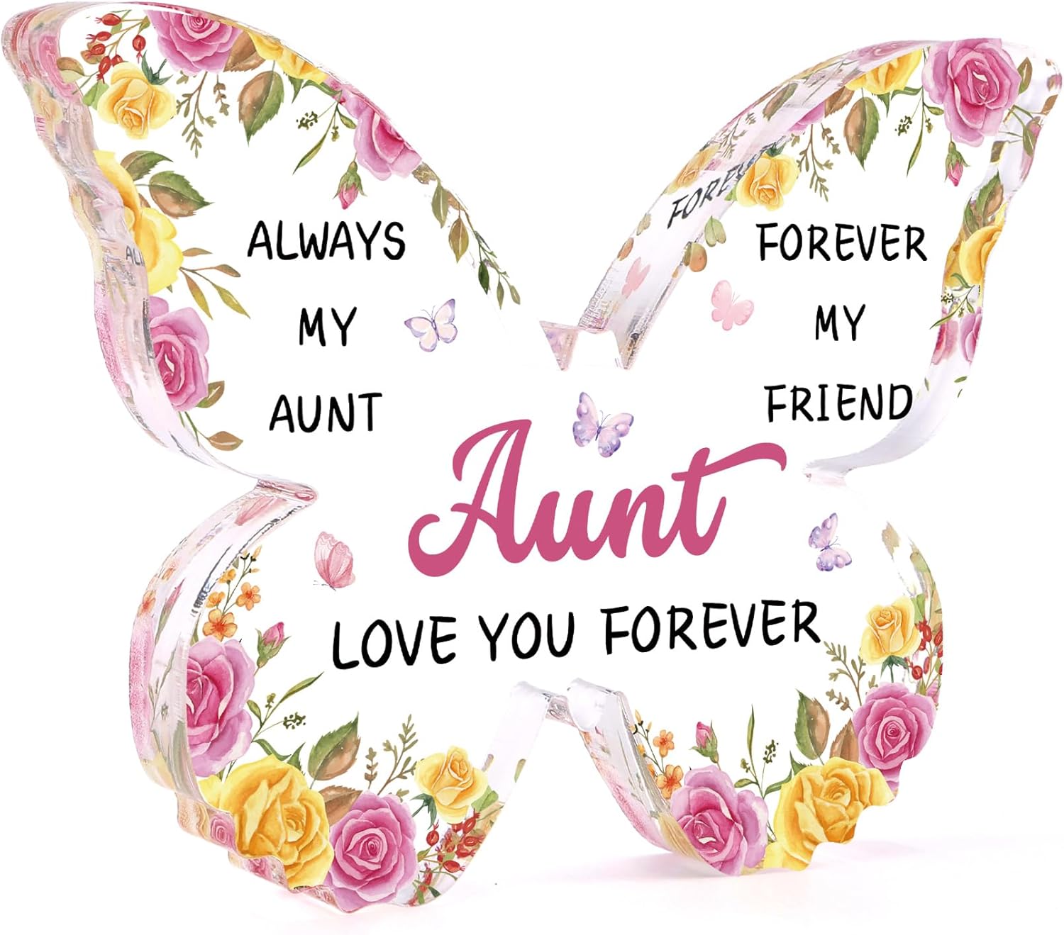 Aunt Auntie Gifts for Women from Nephew Niece Great Best Aunt Ever Gift Ideas Decorative Butterfly Shaped Acrylic Block Plaque Unique Birthday Valentines Day Mothers Day Christmas Gifts
