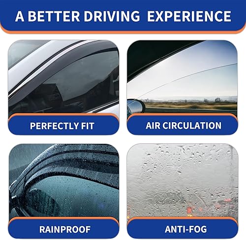 Miniatura 6 de GXYWADY Visera de ventana con moldura tintada negra, deflector de ventilación, viseras de ventana, protector de lluvia, deflector de repuesto para