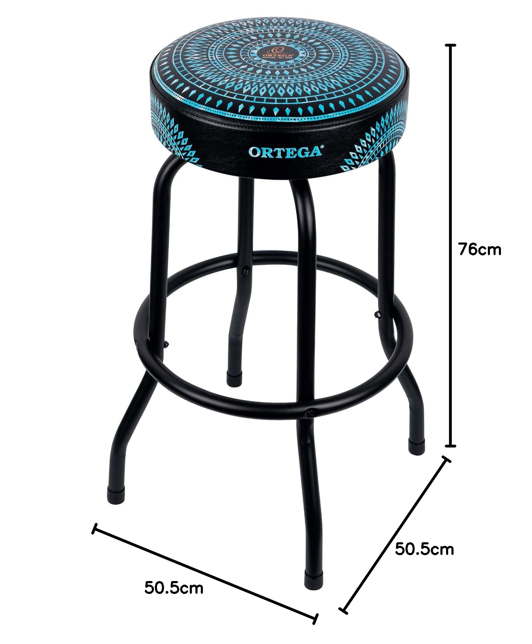 Ortega Guitars Padded Stage Stool – Per Palco, Bar, Studio, Showroom – Altezza 76 cm – Blue Kaleidoscope (OBS30-BLKC)