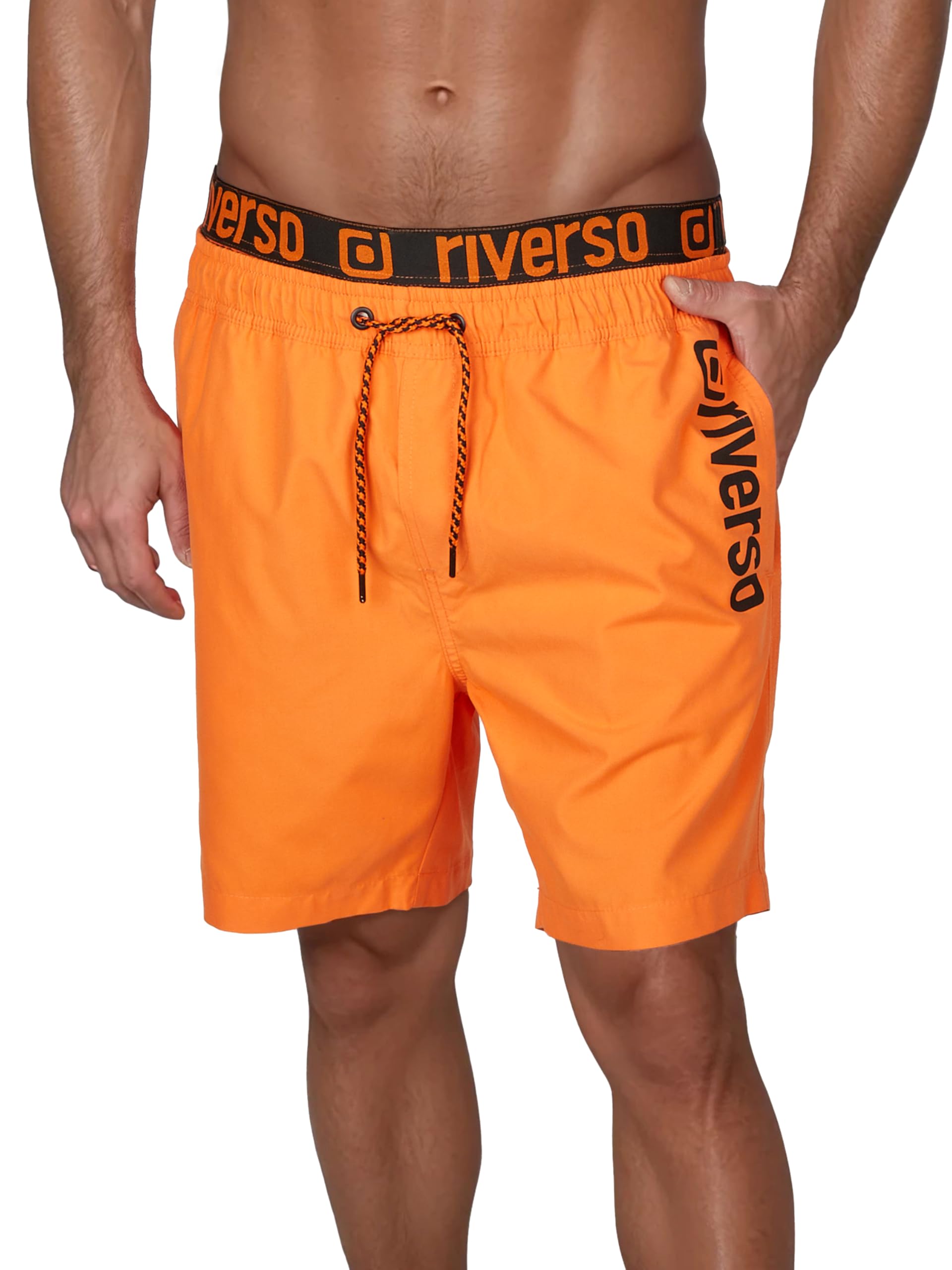 riverso Badehose Herren Regular Fit RIVBobby Kurze Hosen Badeshorts | Schwimmhose Shorts Schnelltrocknend Print Elastischer Bund Schwarz Grün Orange Rot Blau S M L XL XXL 3XL 4XL 5XL