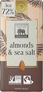 Endangered Species Dark Chocolate Bar w/Sea Salt & Almonds (72% cocoa)
