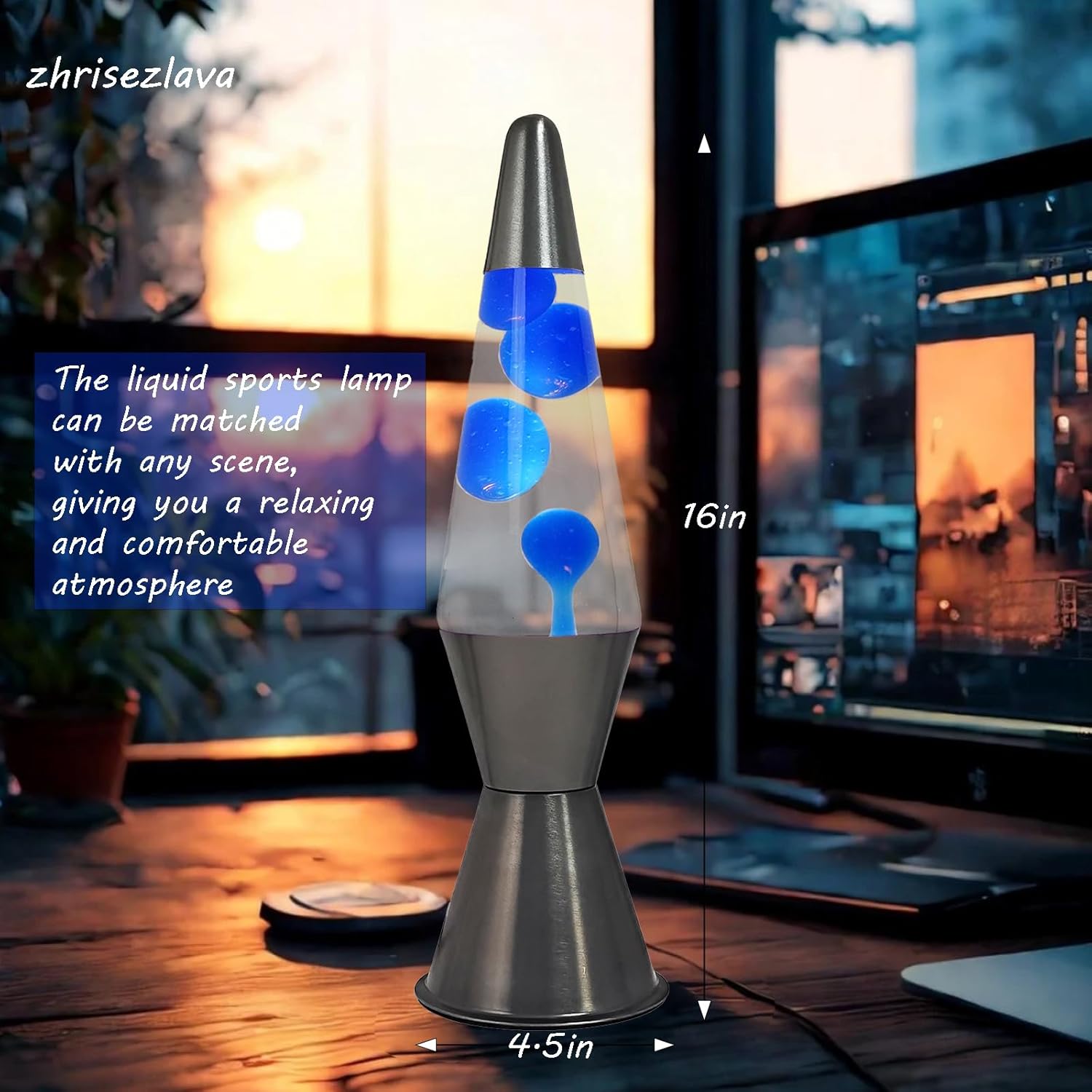 16 Inch Liquid Motion Lamp, Transparent Magma Motion Lamps with Blue Wax, Relaxing Night Light Home Decor for Contemplation, Suitable for Living Room Bedroom Office