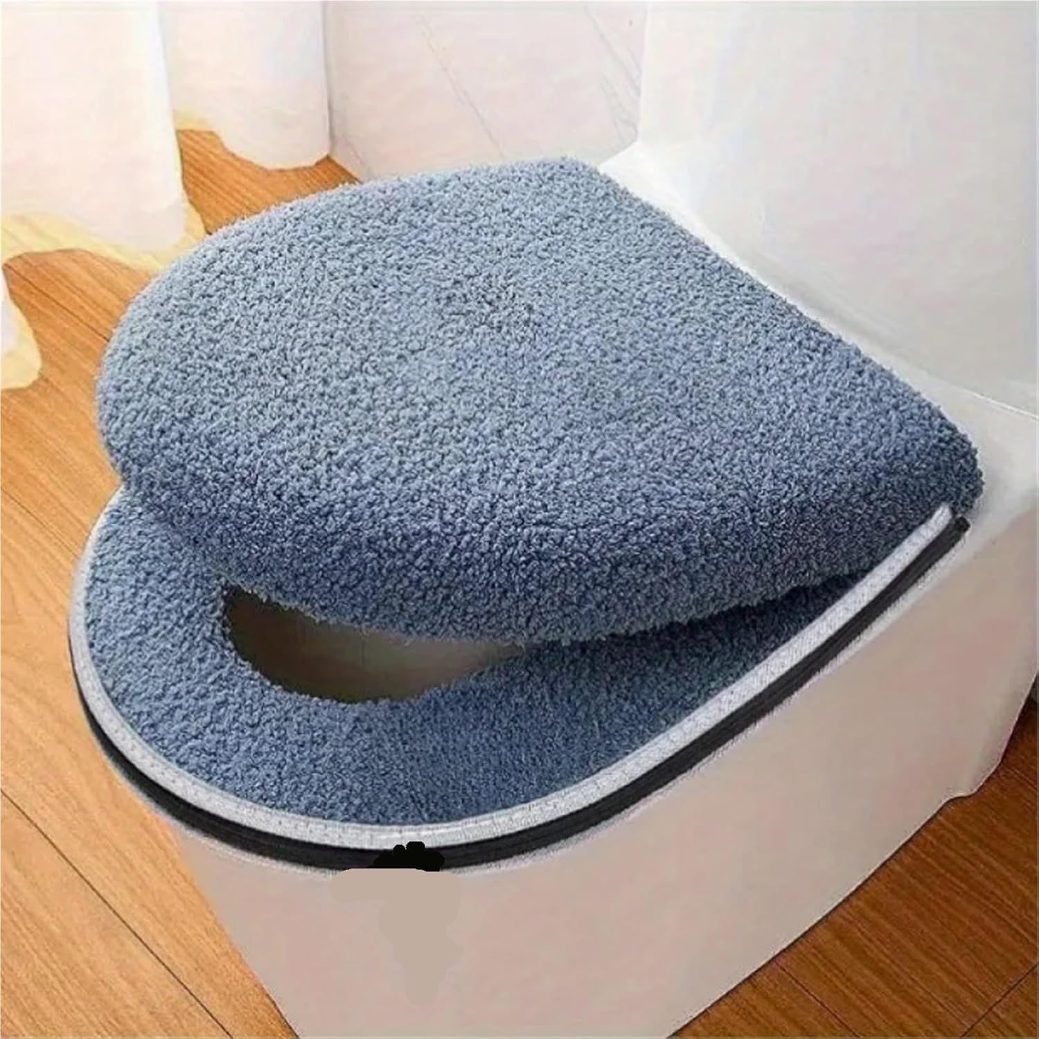 Toilet Seat Covers Washable 2pcs Winter Thickened Toilet Seat Cover - Waterproof Zippered Design w/Handle | Universal Bathroom Mat for Home(Blue)