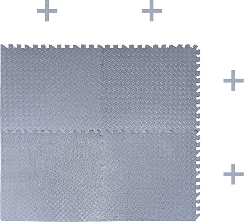 Vista 46 de HTTMT - Alfombra blanca 4 x (16 pies cuadrados) para gimnasio, 24 x 24 pulgadas, espuma EVA, ejercicio entrelazado, rompecabezas de fitness, tapete