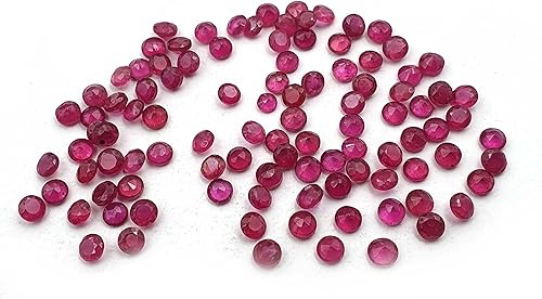 Miniatura 3 de Rubí Natural Corte Redondo Piedra Preciosa Suelta 35 Unids 0.138 in 10 CT Rubí Facetado Piedra Preciosa Para La Fabricación De Joyerías,rubí Rojo Al