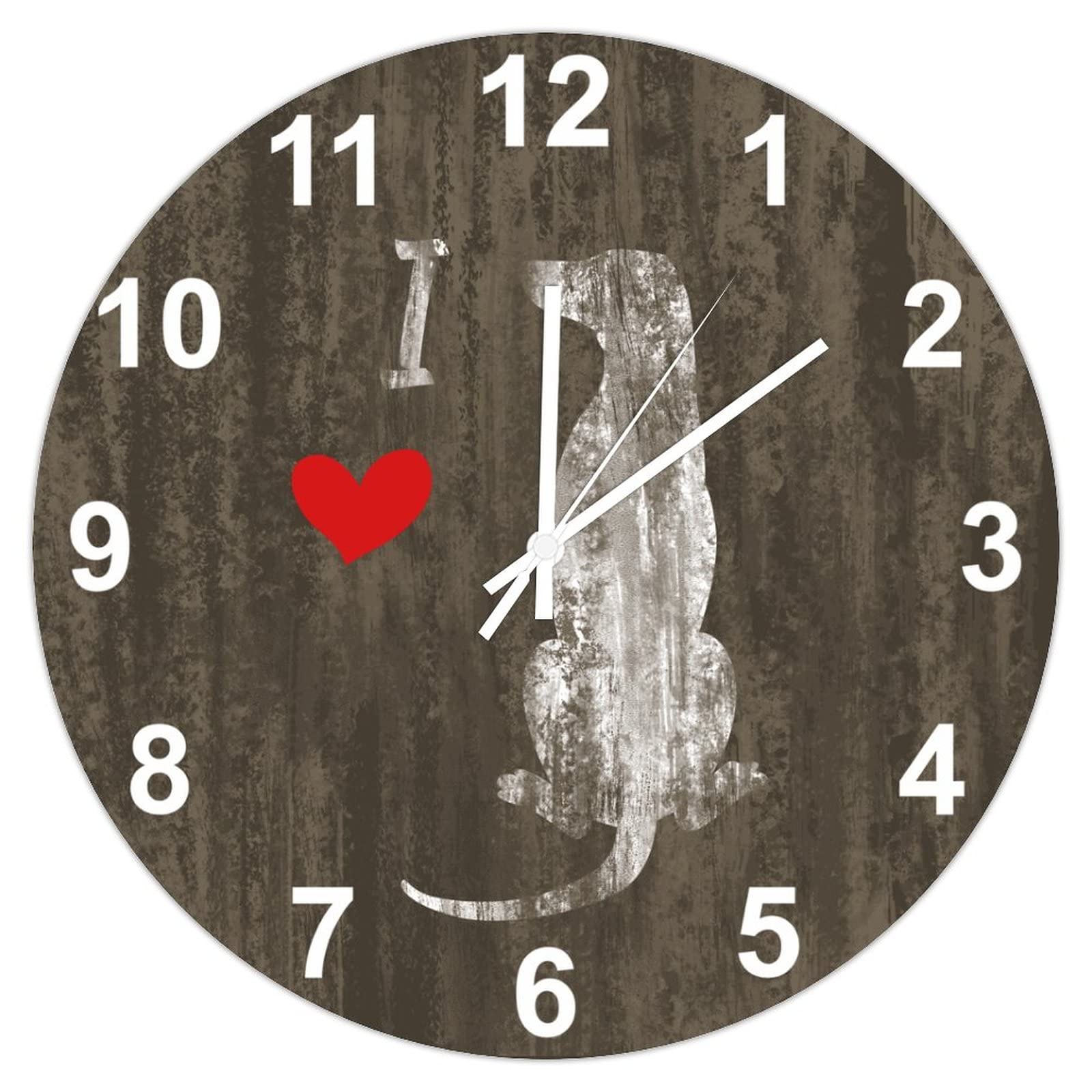 Horloge murale chien I Love Dog 38 cm silencieuse rouge