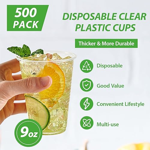 Miniatura 10 de Lilymicky Paquete de 500 vasos de plástico transparente de 7 onzas, vasos desechables para fiestas de cumpleaños, picnics, ceremonias y cualquier