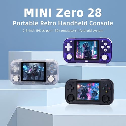 Miniatura 2 de Ampown Nueva consola de juegos Mini Zero Retro 2025, pantalla IPS de 2.8 pulgadas 640 x 480, tarjeta TF integrada de 64 GB, consola de juegos