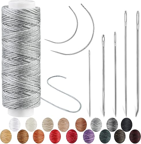Ftyiwu Hilo encerado, aguja de tapicería e hilo de 32 yardas con 7 agujas de coser a mano para tapicería del hogar, alfombra, lona, reparación,
