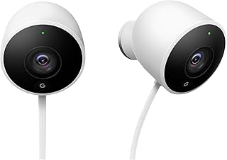 Google Nest Cam Outdoor Smart Security Camera, Twin Pack, White