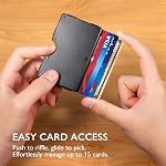 RUNBOX Slim Wallet for Mens - RFID Blocking Metal Card Holder with Money Clip,Minimalist Thin Front Pocket Wallet, Holds 15 Cards,Gifts for Men,Men's Accessories