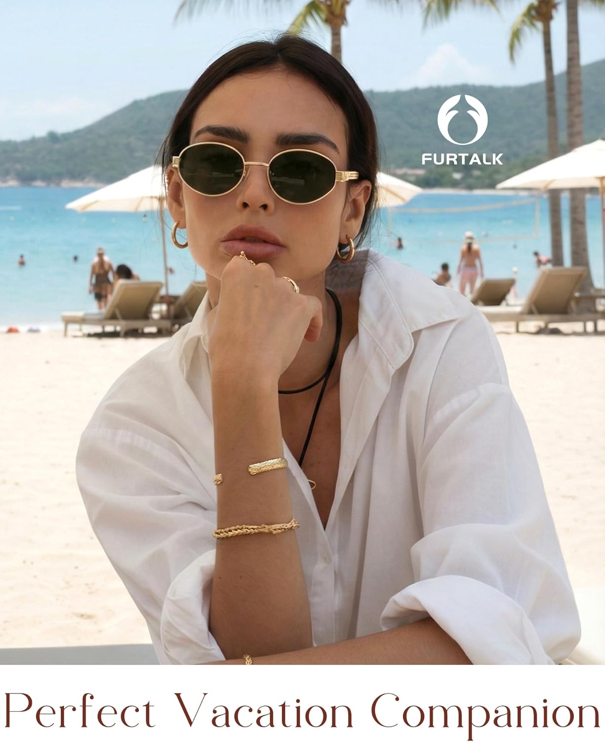 FURTALK Retro Oval Sunglasses Womens UV400 Protection Trendy Sun Glasses Sunnies Shades FT8219 - Image 6