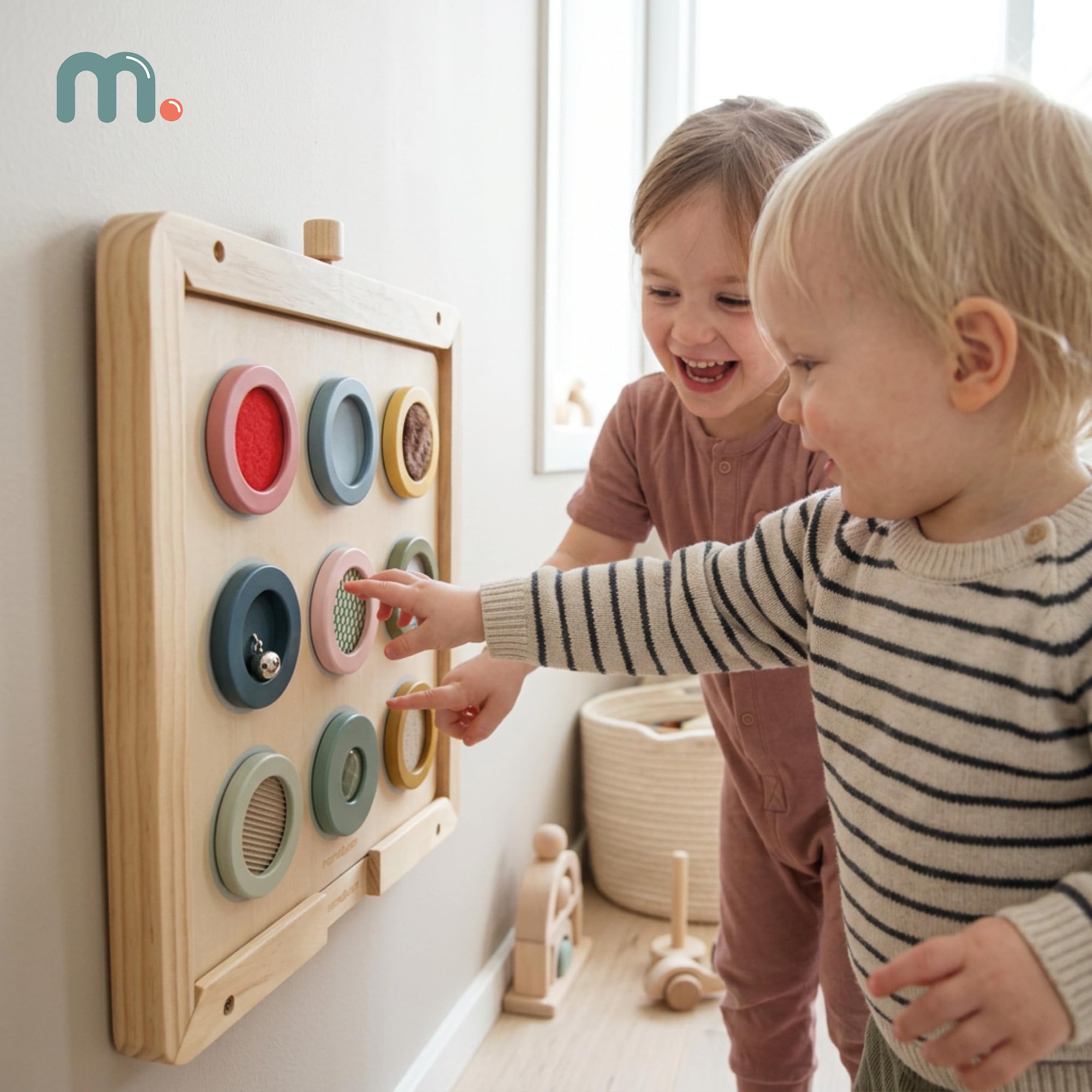 Mamabrum Tablica Sensoryczna Montessori 9 Tekstur z Ramką 18m+