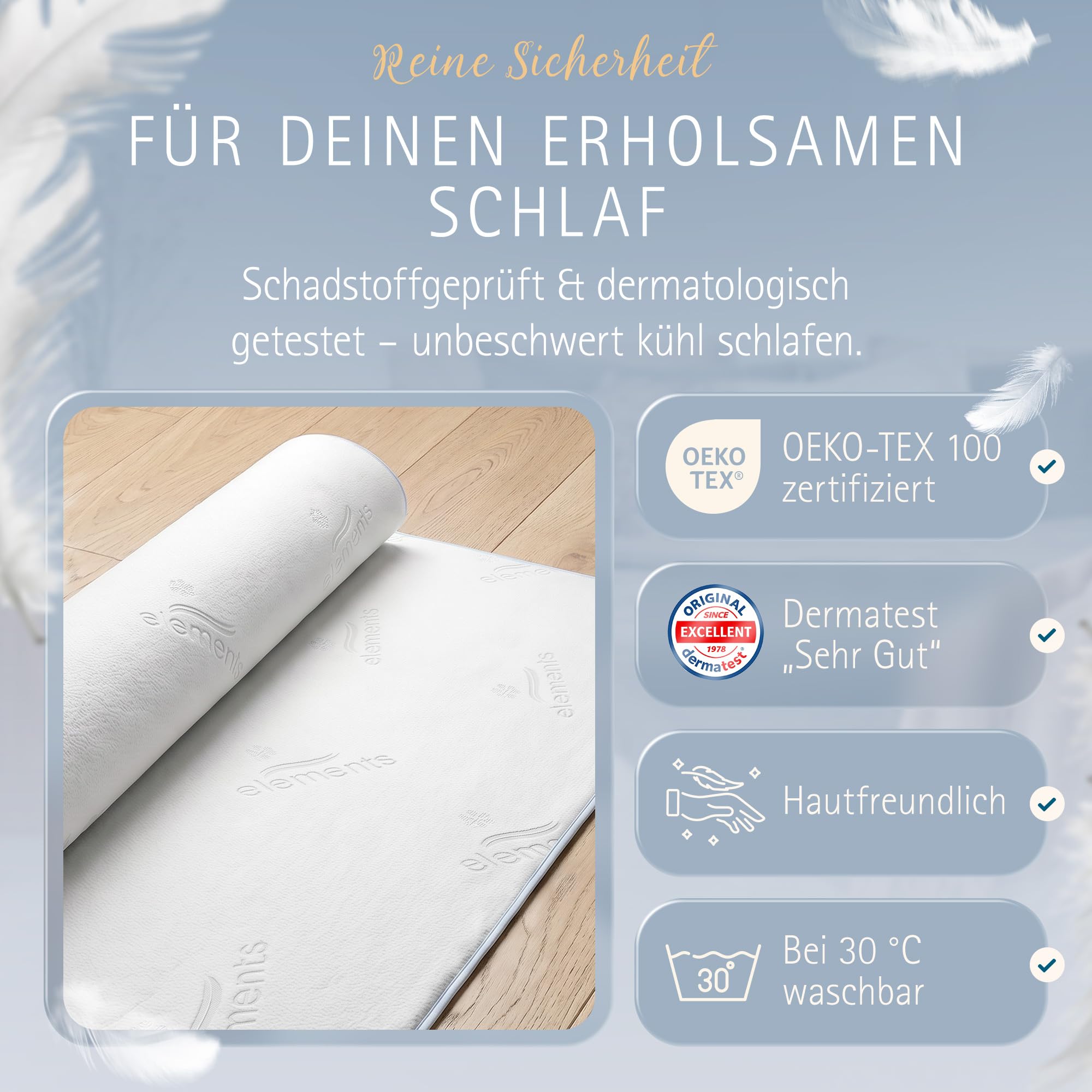 Kühlende Matratzenschoner 90x200 | Endlich kühl schlafen Dank PCM Kühlfasern | Matratzenauflage gegen Schwitzen mit 3–5 °C Kühleffekt | Matratzenschutz für den Sommer Oeko-TEX Zertifiziert
