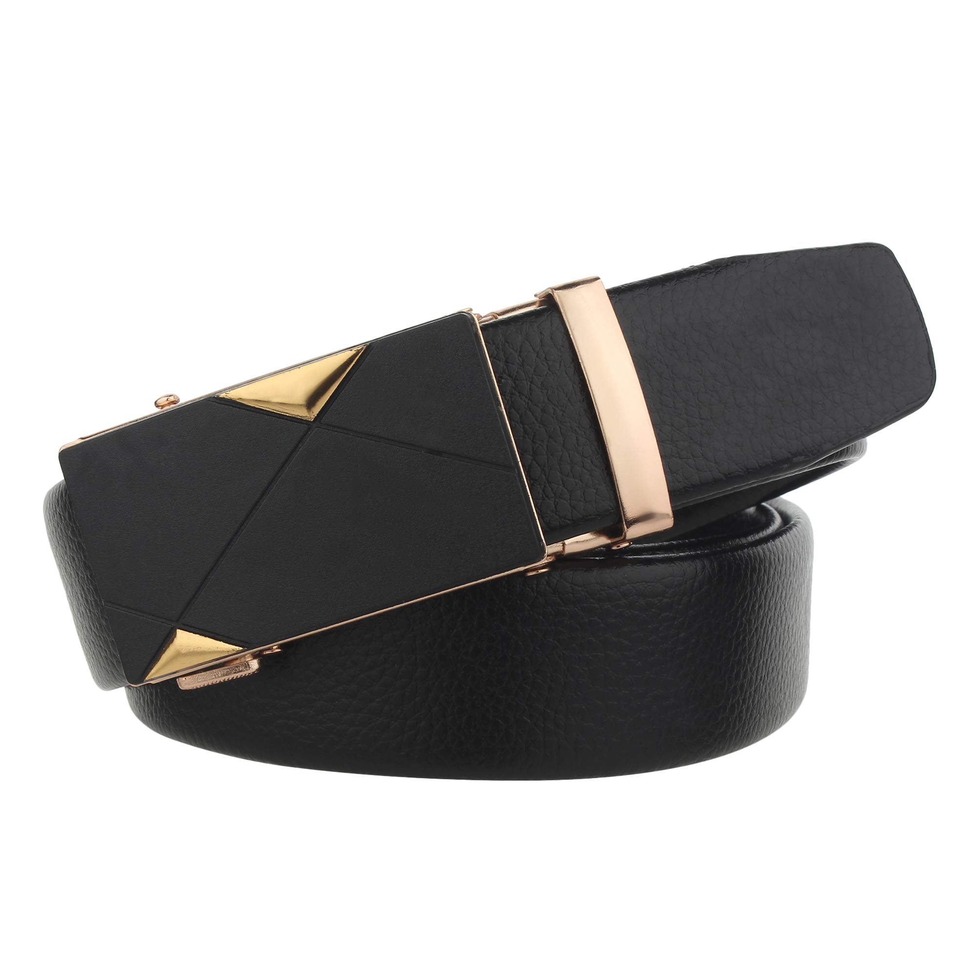 Zacharias Men's Faux Leather Belt Autolock Buckle (Pack Of 1) (Ax-5303_Black; Free Size)