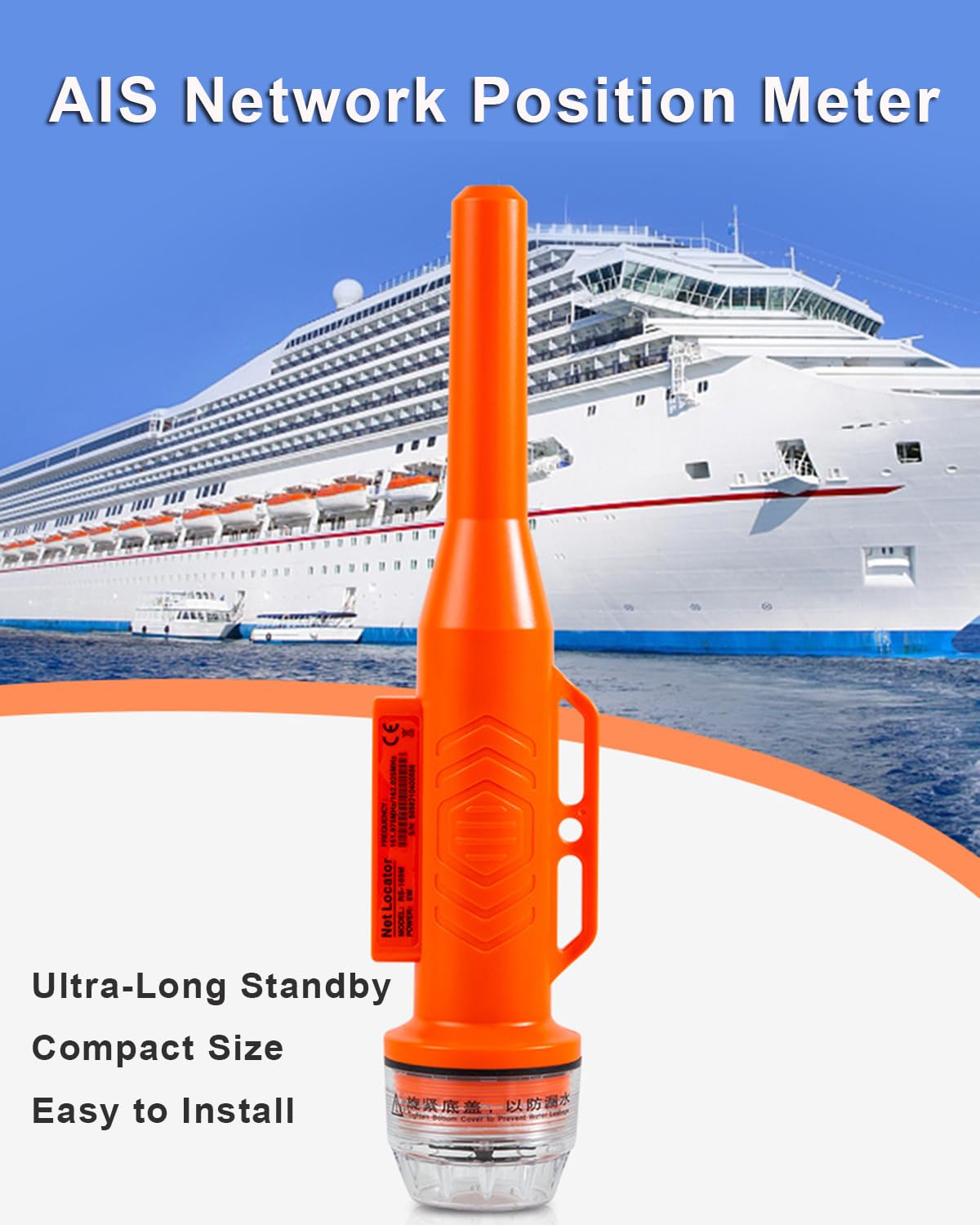 AIS Localizador De Redes De Pesca, Boya De Seguimiento De Redes De Pesca con Batería De 3000 Mah, Aproximadamente 7 NM, Luz De Señal De Red De Pesca, Ajuste De Redes, Apuntando a La Pesca