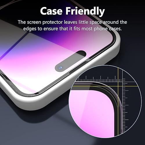 Miniatura 3 de MANTO Paquete de 2 protectores de pantalla para iPhone 14 Pro de 6.1 pulgadas con 2 protectores de lente de cámara, cobertura completa, HD,