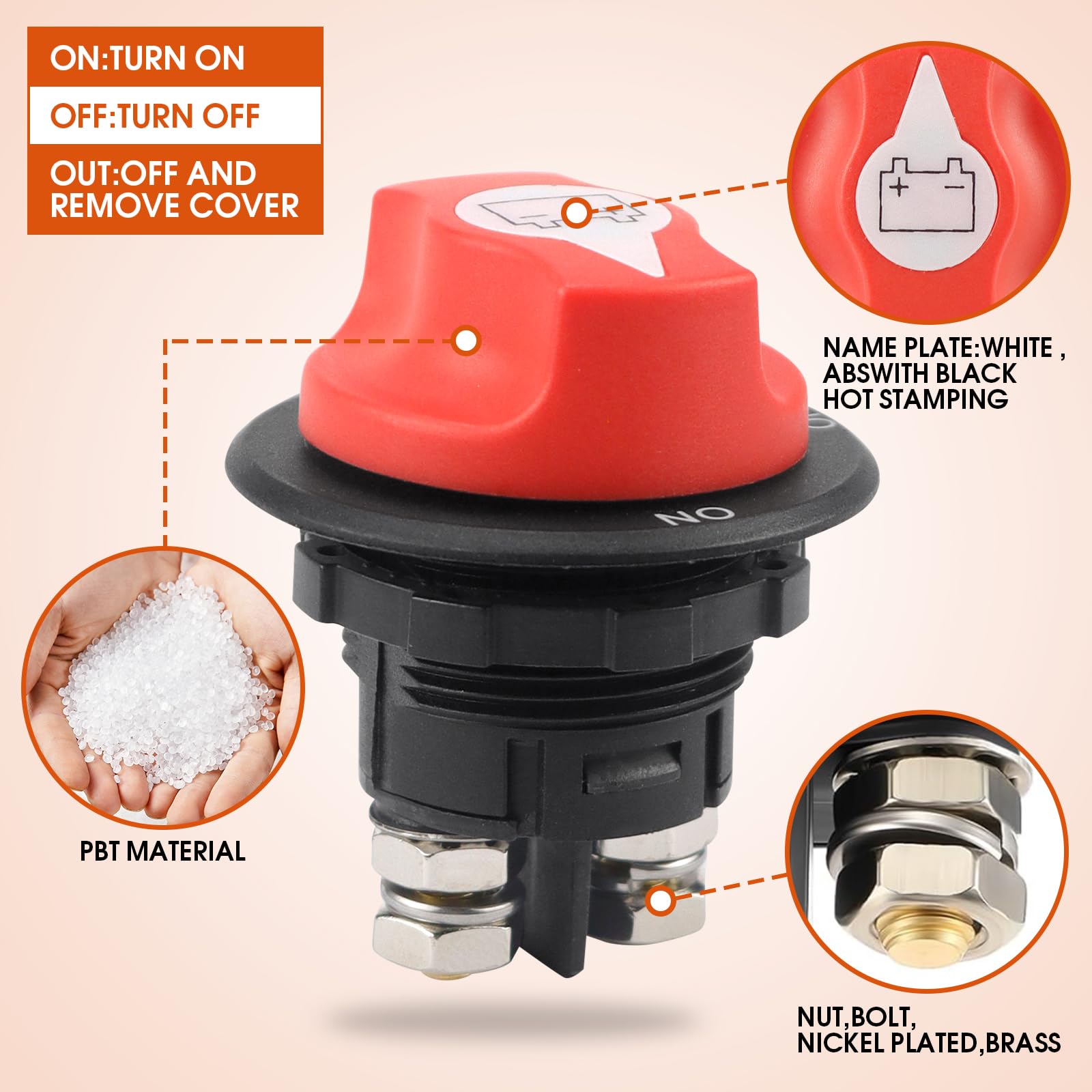 QWORK® Interruttore Stacca Batteria 12V-48V - 300A Continua/1000A Intermittente - per Camper, Yacht, Veicoli Pesanti