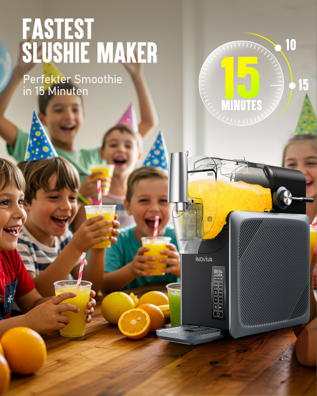 Slush Maschine INOVIVA, Slushie für Zuhause mit Selbstreinigung, 5 voreingestellte Modi, Slushies, Milchshakes, Frappés & gefrorene Cocktails(dunkel)