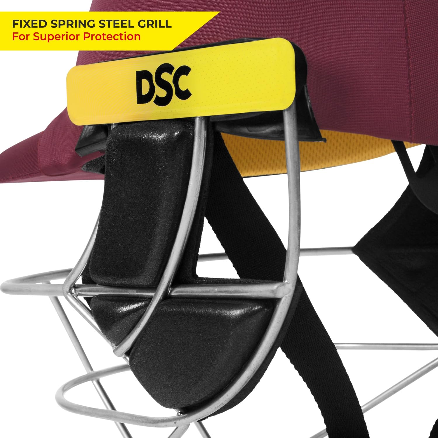 DSC Avenger PRO Premium Cricket Helmet for Men & Boys (Fixed Spring Steel Grill | Back Support Strap | Neck Guard |Lightweight| Size: Medium (Maroon) 3