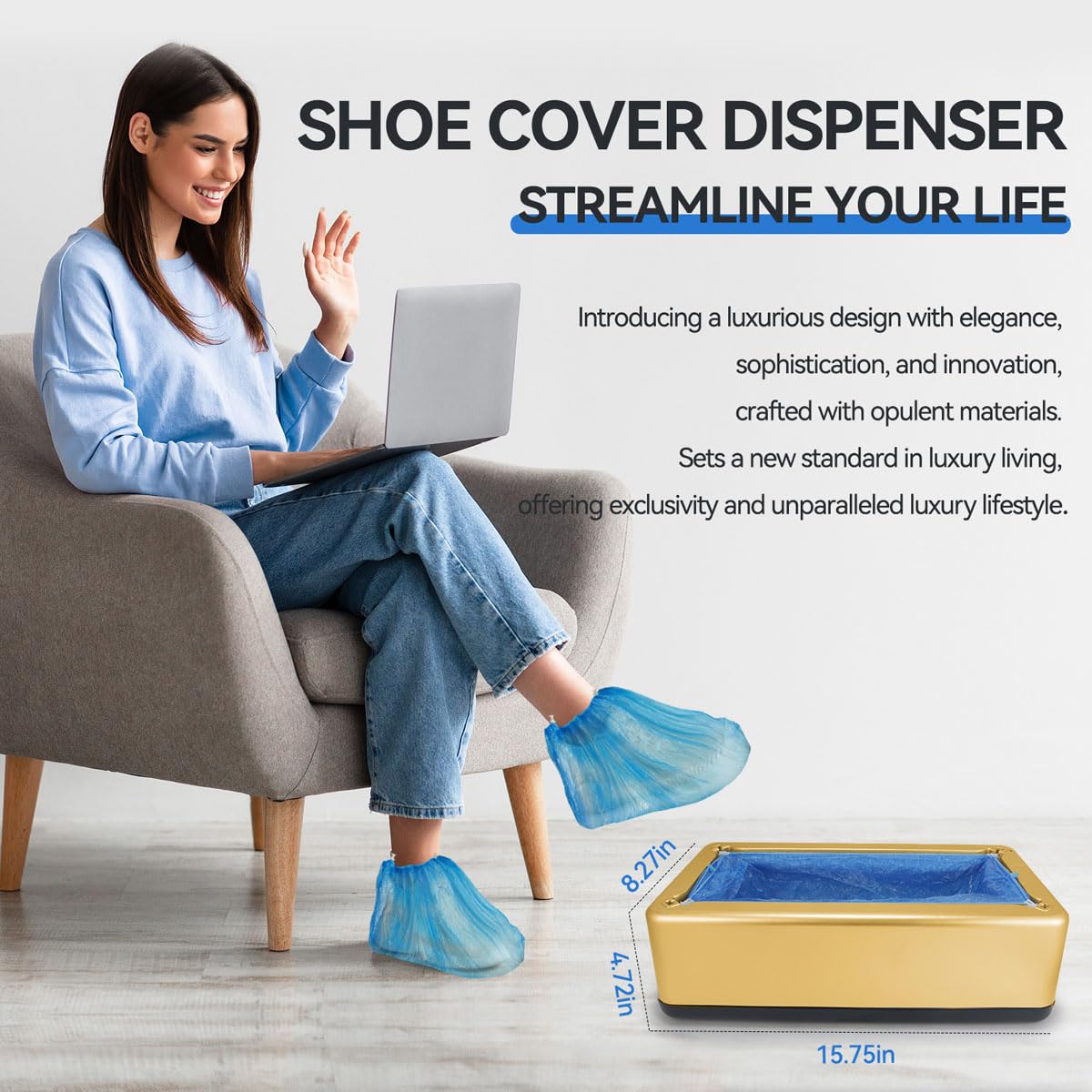 Automatic Shoe Cover Dispenser Machine with 200pcs Disposable Non Slip Shoe Covers Portable User Friendly Design for Indoor Office House Use Fits Men's Size Up to 11 US Dispensador de Cubre Zapatos