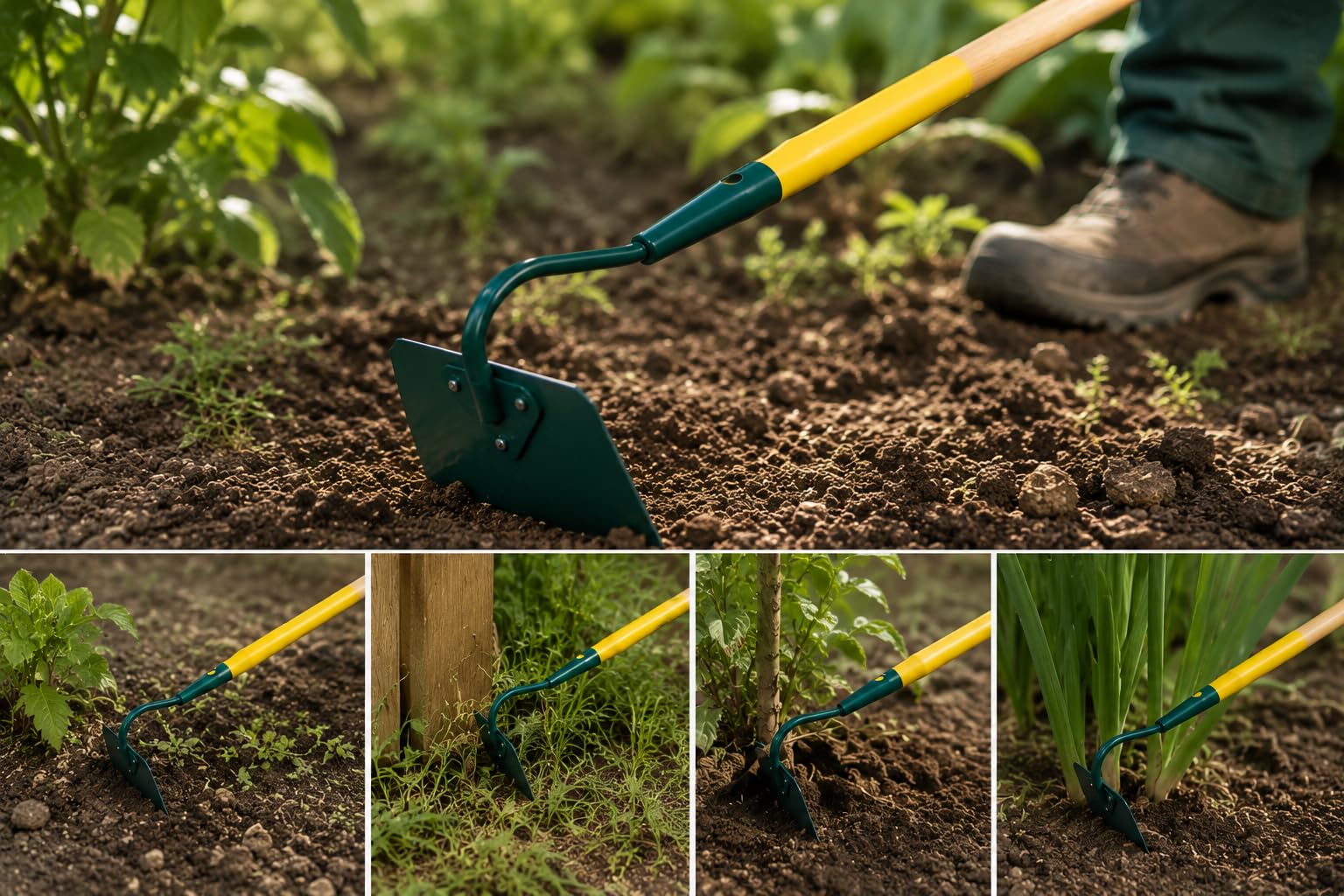 Leborgne, Binette Nanterre auto-affûtante 16cm, manche bois percé certifié PEFC 100% (130cm), Lame en acier auto-affûtante, Manches percés, Pour l’entretien des plantations