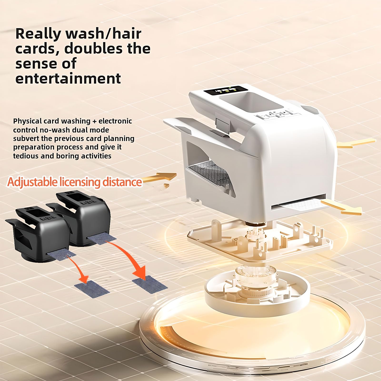 Mescolatore e mazziere automatico di carte, mescolatore di carte con rotazione a 360°, distanza di distribuzione e velocità regolabili, dispenser di carte ricaricabile da 4000 mAh per UNO white
