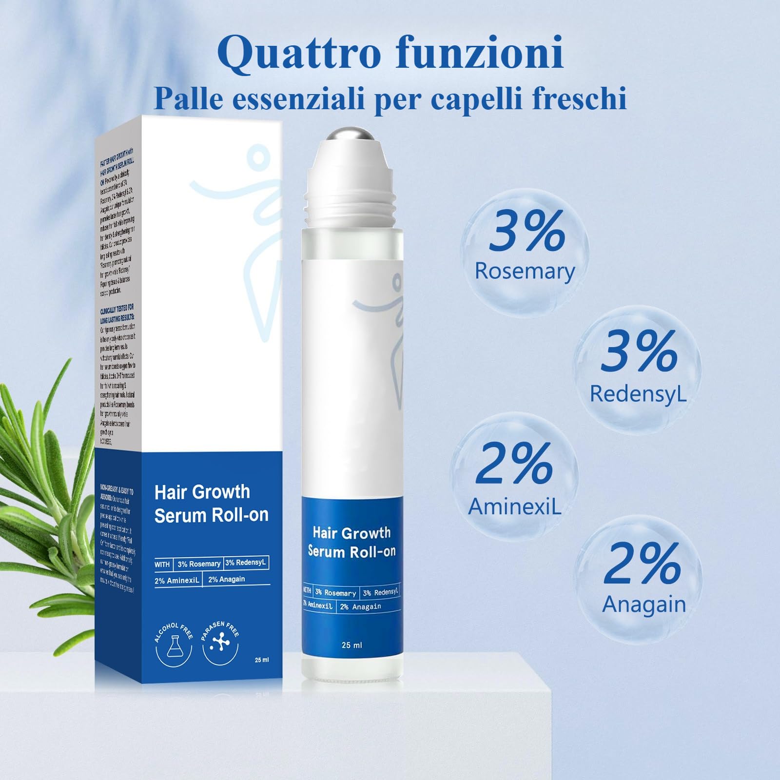 Depura - Siero per Capelli – Roll On Anti-Caduta, Fortifica Radici, Capelli più Spessi in Poche Settimane (1pcs)
