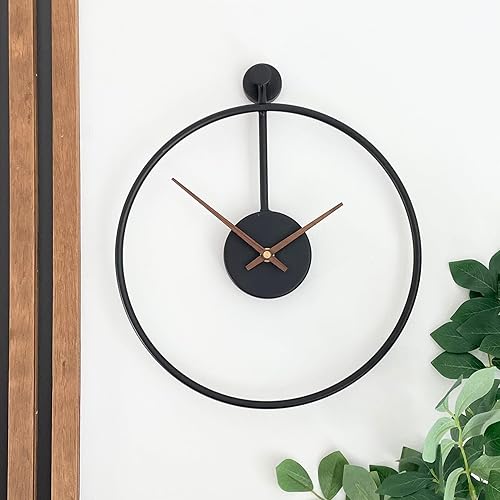 Reloj de pared silencioso moderno de 12 pulgadas, reloj de metal negro para sala de estar, baño, cocina, oficina, decoración minimalista
