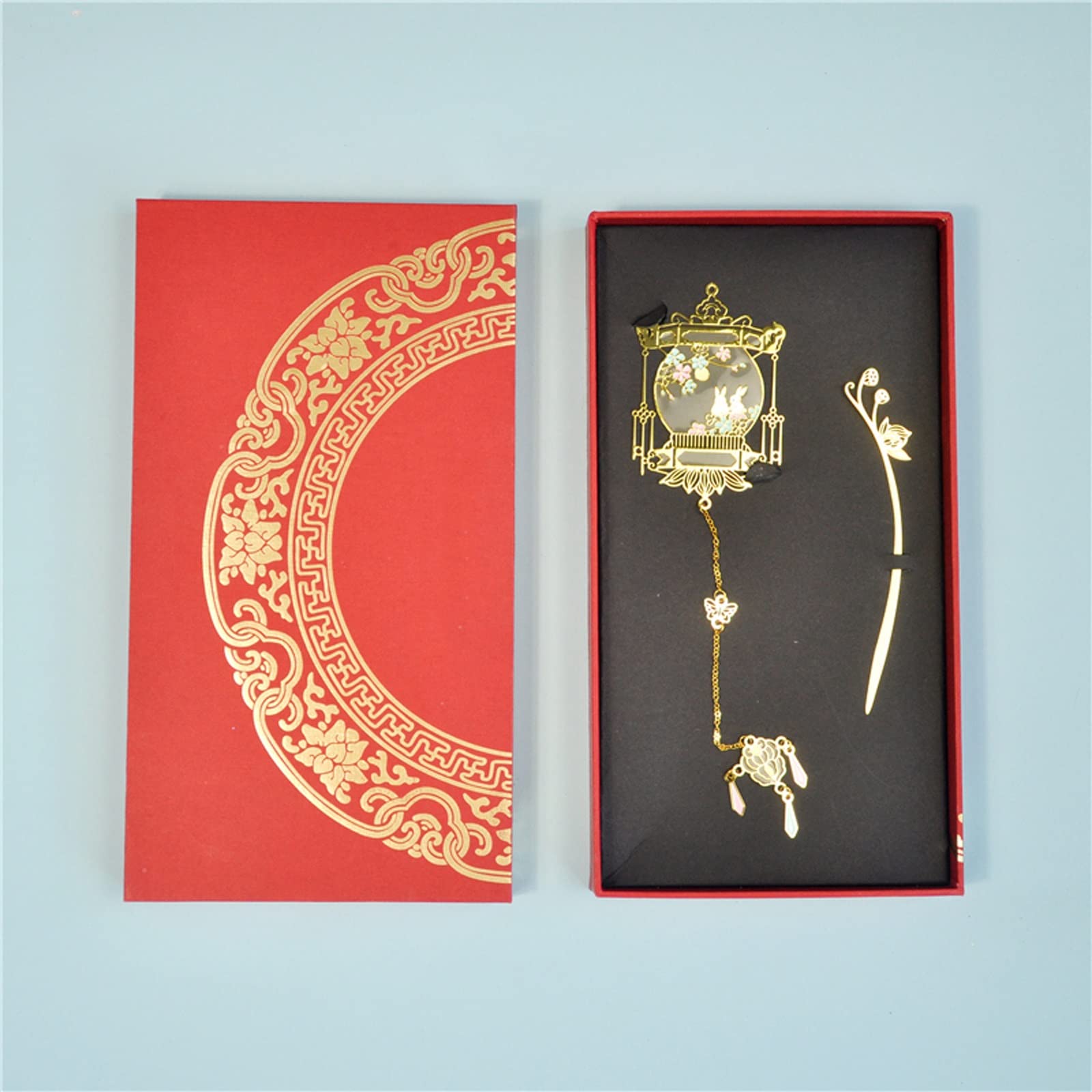 Signet Lanterne Signet avec chaîne Chinois Style Cade-Cadeau Signets en métal Glow dans l'obscurité Le Cadeau Parfait for Les lecteurs signets pour Hommes Femmes