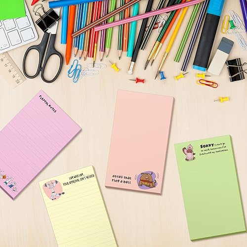 Miniatura 6 de Hotop Paquete de 12 blocs de notas divertidos, regalos para compañeros de trabajo de oficina, notas adhesivas divertidas, suministros de oficina, 3
