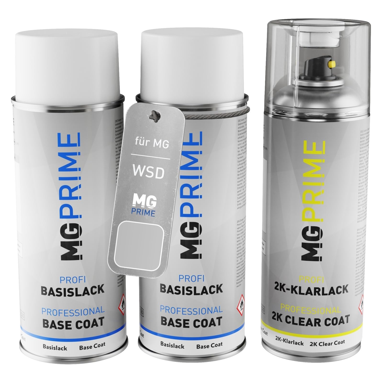 MG PRIME Vernice per auto Bombolette per MG WSD Zhu Guang Bai Metallic +2K | Pearle White, Kit vernice di fondo + base + trasparente 2K, bombolette spray 400ml