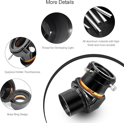 Miniatura 13 de Astromania Espejo diagonal de estrella de 2 pulgadas de 90 grados con revestimiento dieléctrico de reflectividad del 93% - Totalmente de metal
