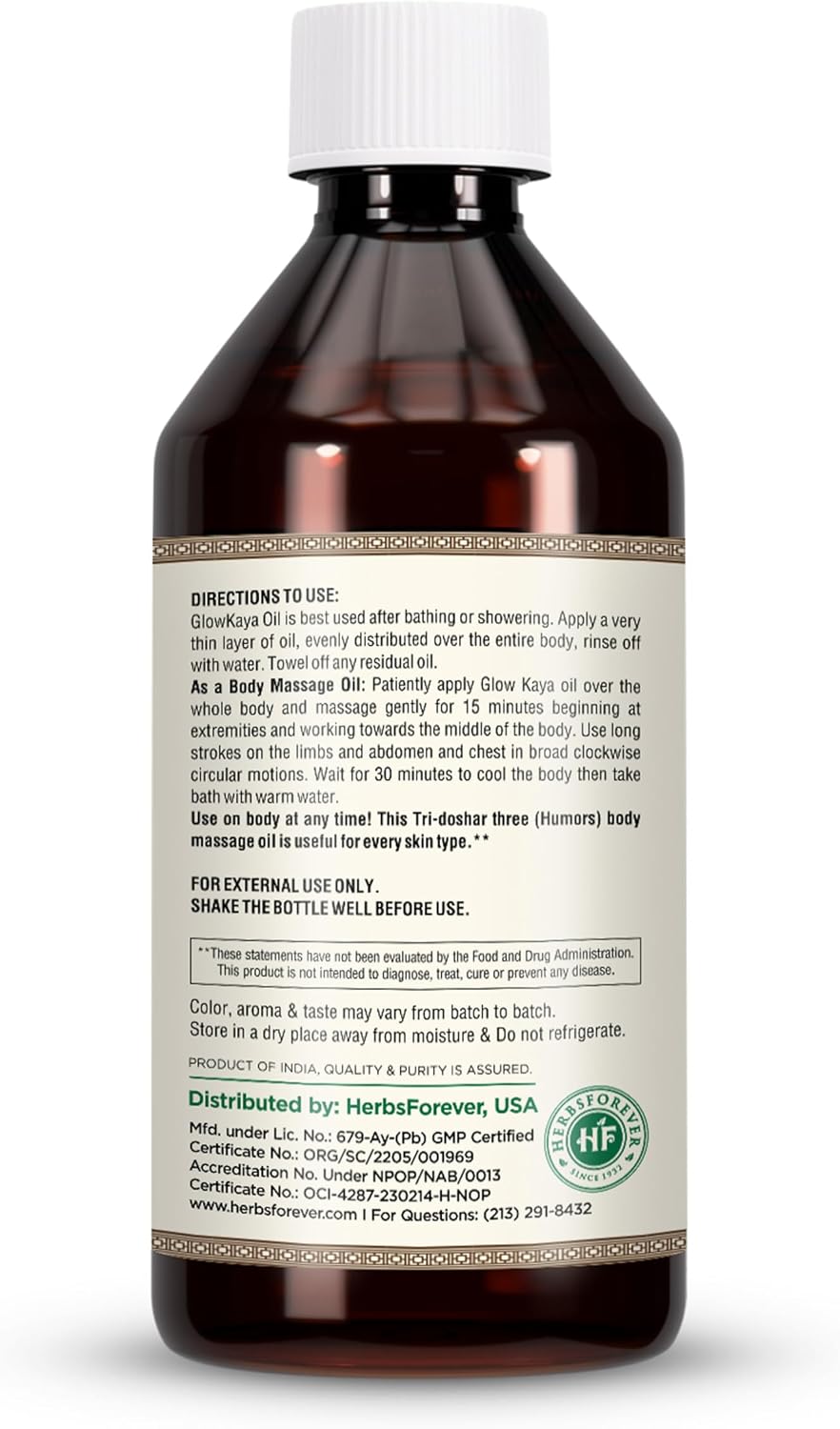 HerbsForever Glow Kaya-Anti Aging Skin,Leg Body Oil & Serum|Moisturise & Hydrate Skin|Reduce Wrinkles & Veins|14 Herbs Infused in Essential Oils- Rose, Almond Coconut Natural Fragrance |120 ml,4Oz